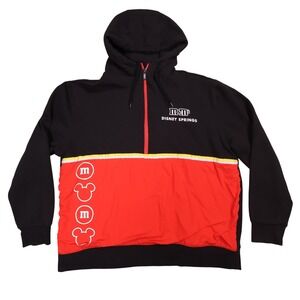 M&M's Disney Springs‎ Hoodie Pullover Graphic Print Black Red Mens XL